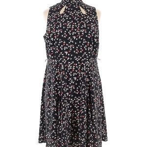 Modcloth Black & White Floral Keyhole Halter Dress
